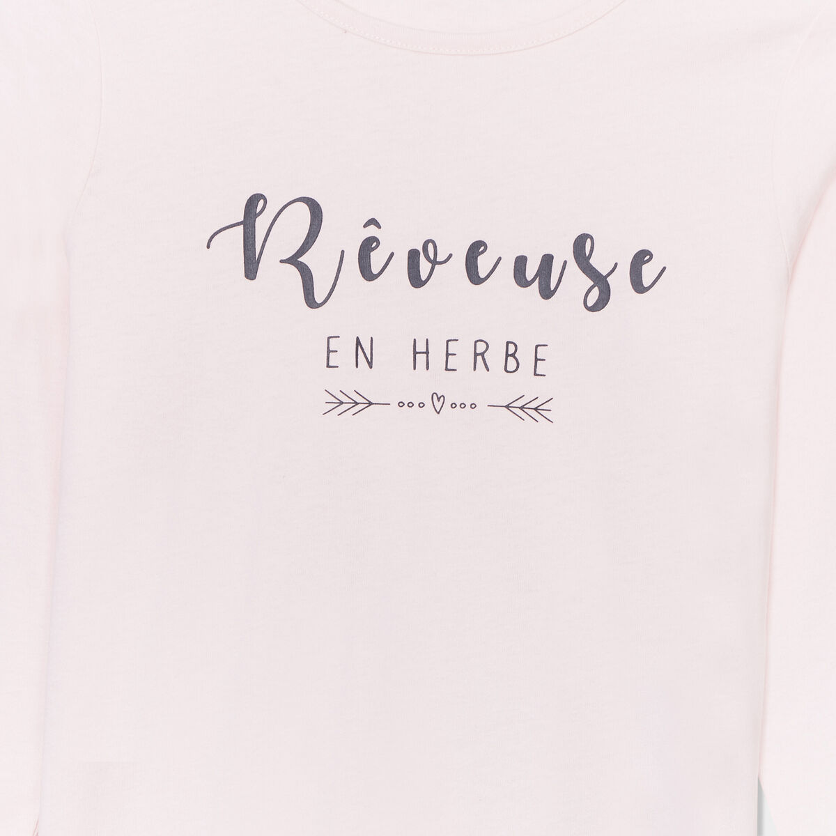 Ensemble pyjama pantalon t-shirt coton rose poudrée fille