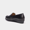 Mocassins compens&eacute;s confort cuir noir femme