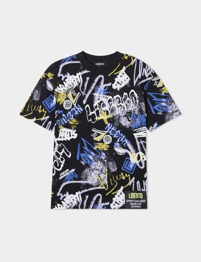 T-shirt col rond manches courtes Liberto noir garçon