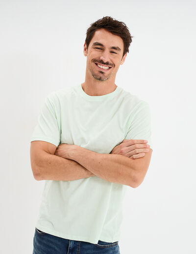 T-shirt en coton manches courtes vert pastel homme