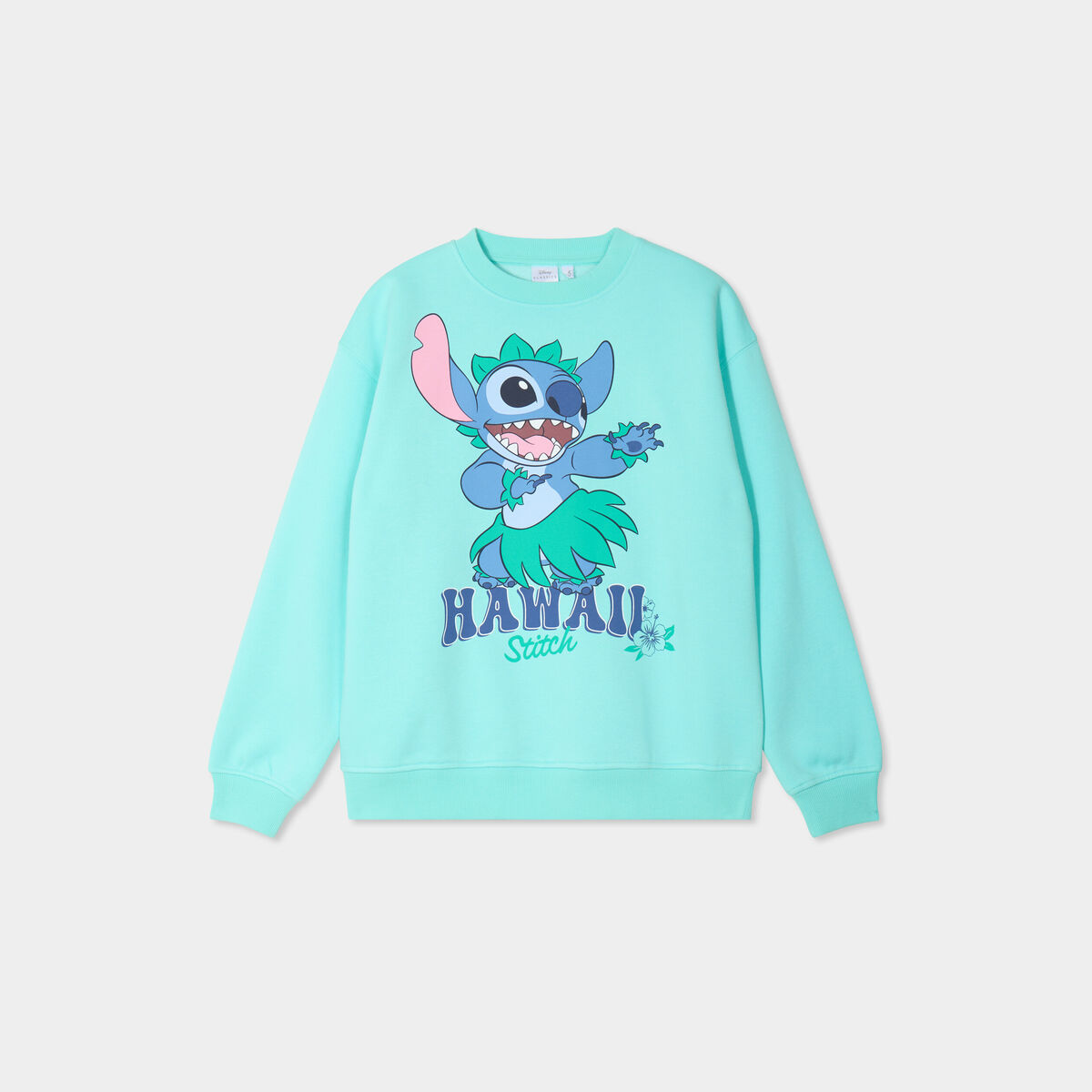 Sweat manches longues coton Stitch vert turquoise femme