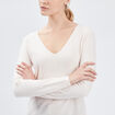 Pull col V manches longues rose clair femme
