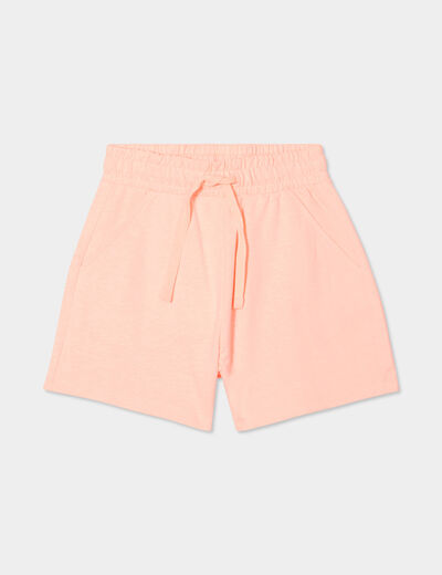 Short de jogging taille élastiquée orange fluo fille