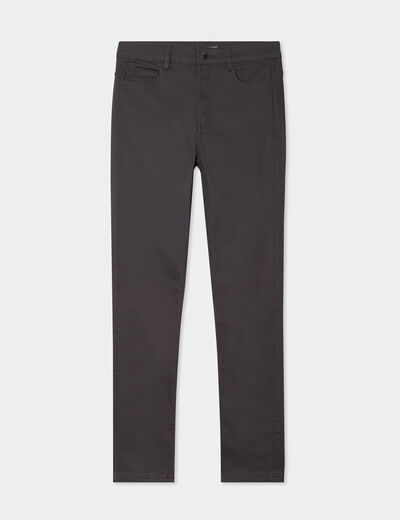 Pantalon slim en coton elasthanne gris foncé femme