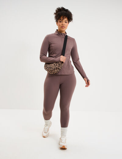 Legging de sport gainant taille haute mauve femme