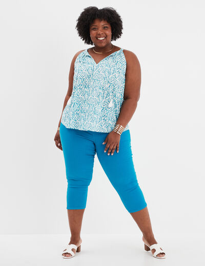 Blouse col avec cordons ecru femme grande taille