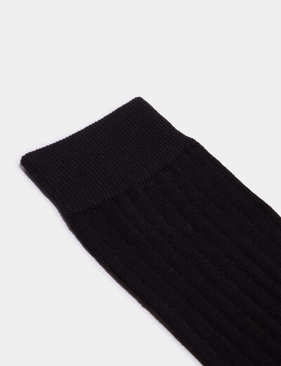 Lot 5 paires chaussettes c&ocirc;tel&eacute;es noir homme