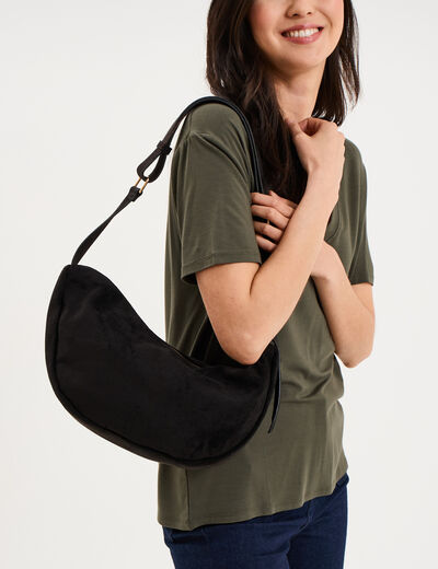 Sac banane effet su&eacute;dine noir femme