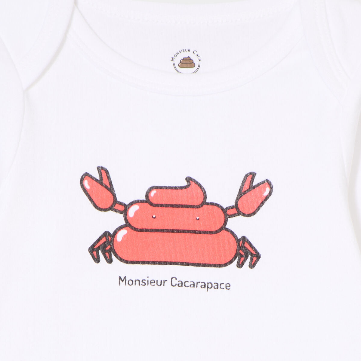 Body US coton Monsieur Caca x La Halle blanc b&eacute;b&eacute; gar&ccedil;on