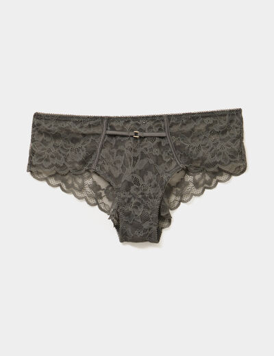 Shorty en dentelle vert kaki femme