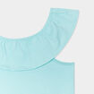 Débardeur à volants en coton bleu turquoise fille