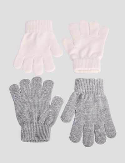 Lot 2 paires de gants multicolore fille