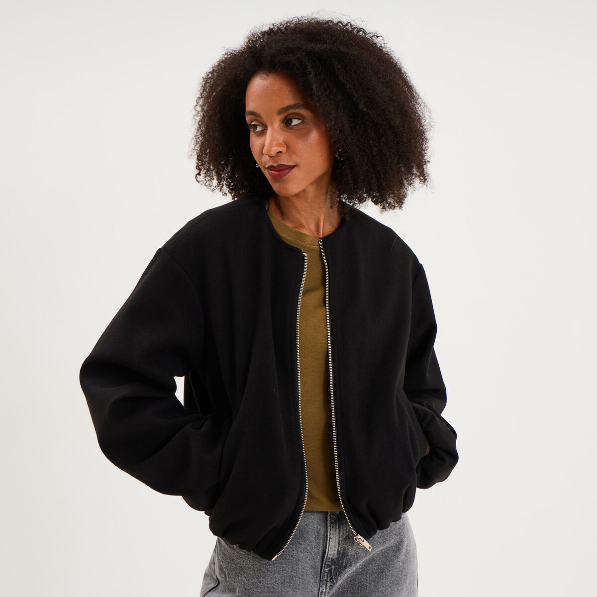 Veste boule oversize noir femme