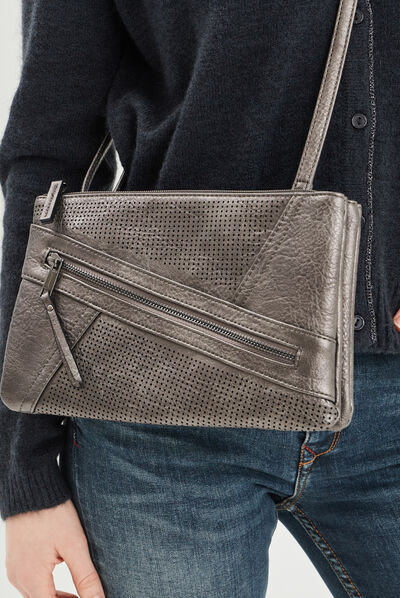 Sac bandoulière métallisé gris foncé femme