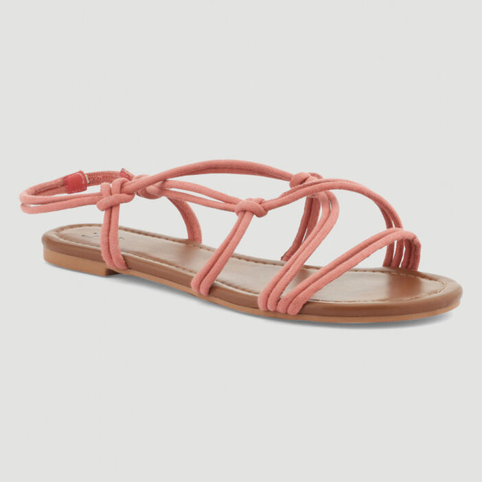 Sandales lanières nouées femme rose