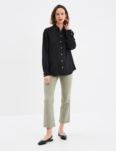 Chemise oversize lin mélangé noir femme