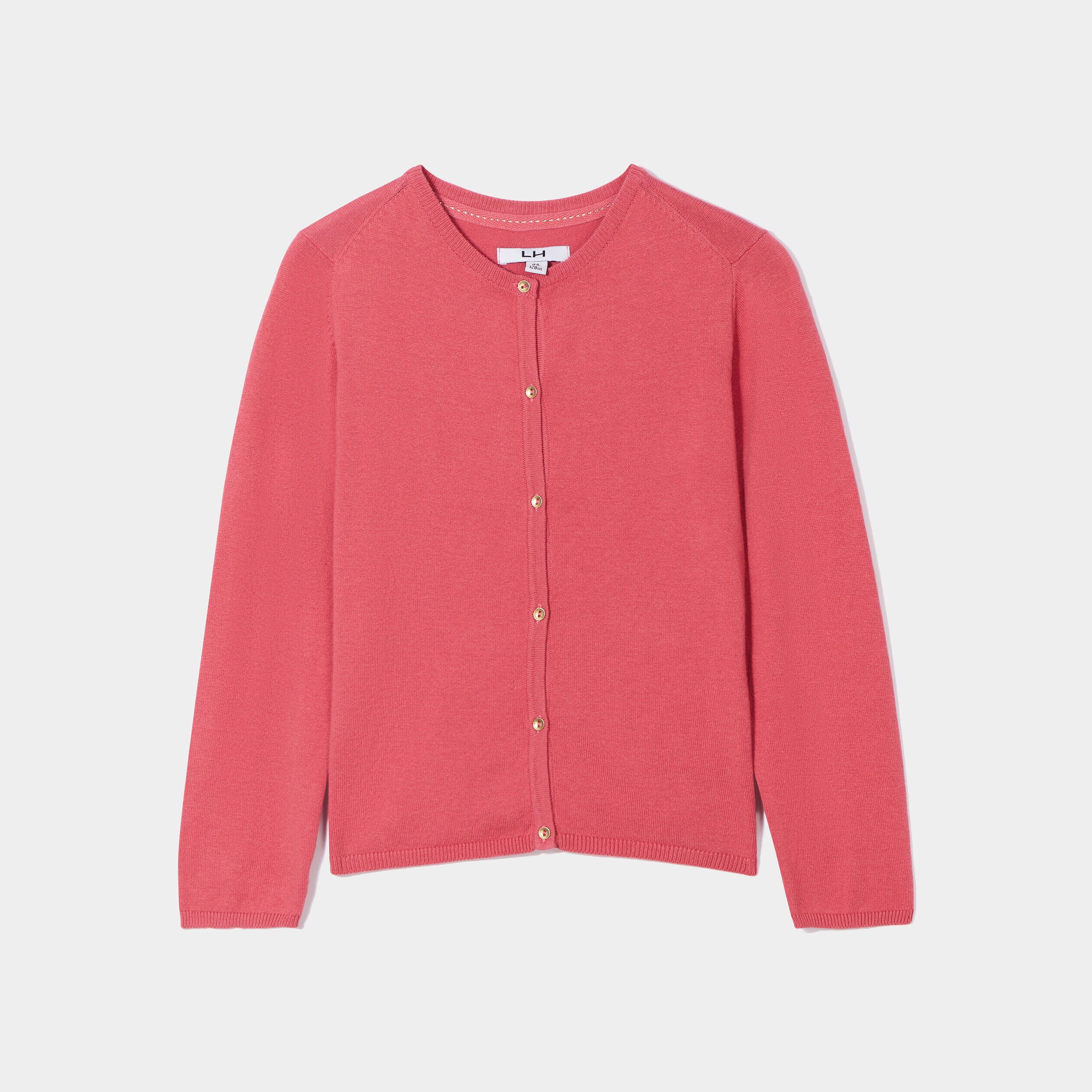 Gilet boutonné rose framboise fille LH
