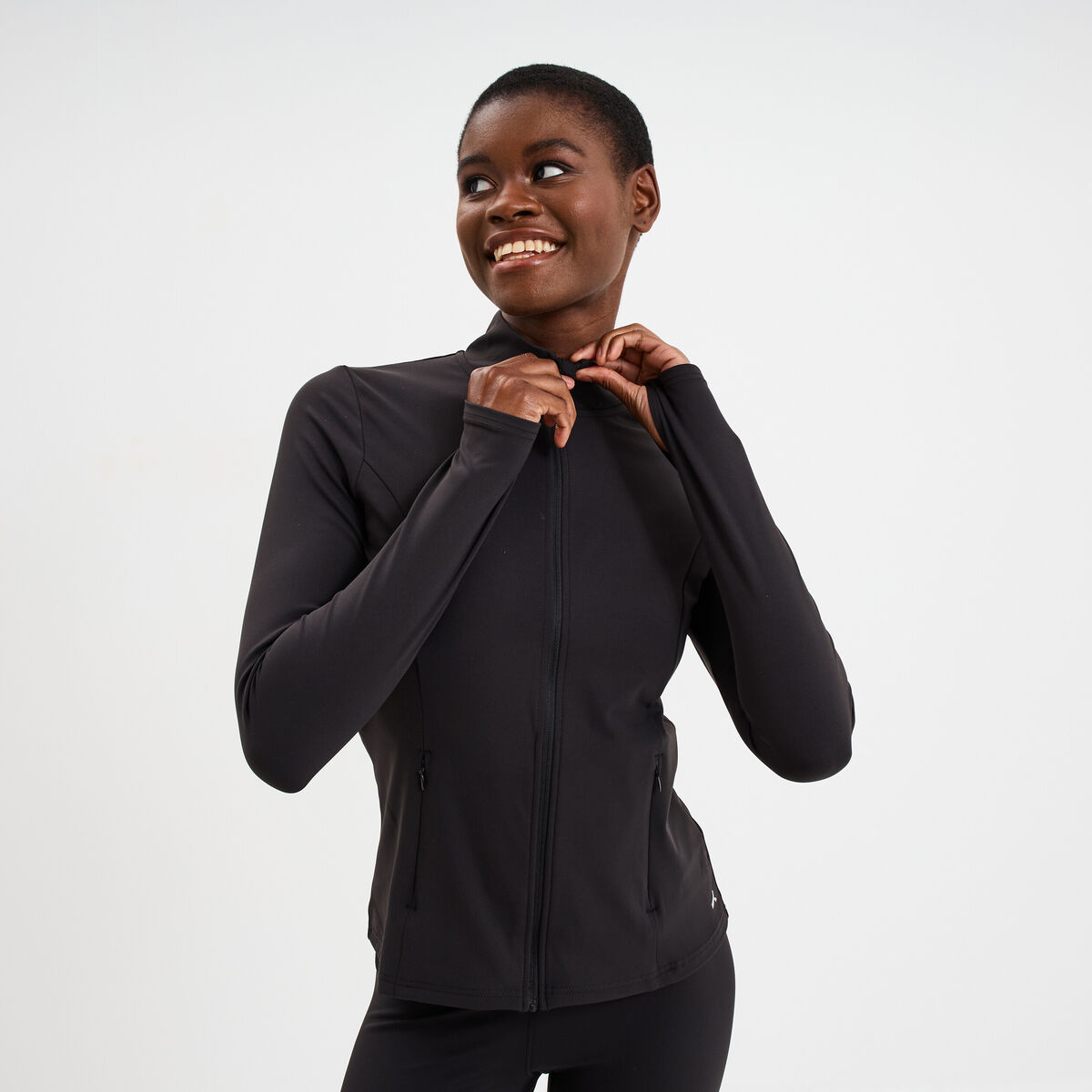Veste de sport ajust&eacute;e avec fermeture noir femme