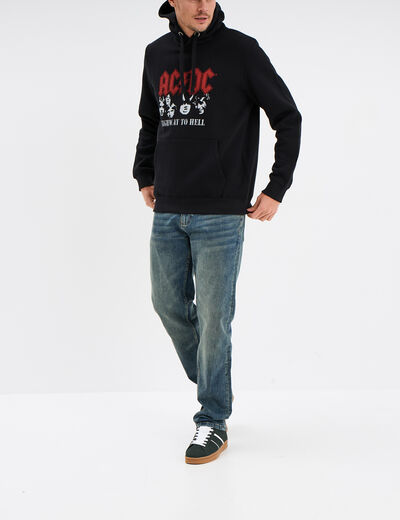 Sweat à capuche hoodie 1 poche AC/DC noir homme