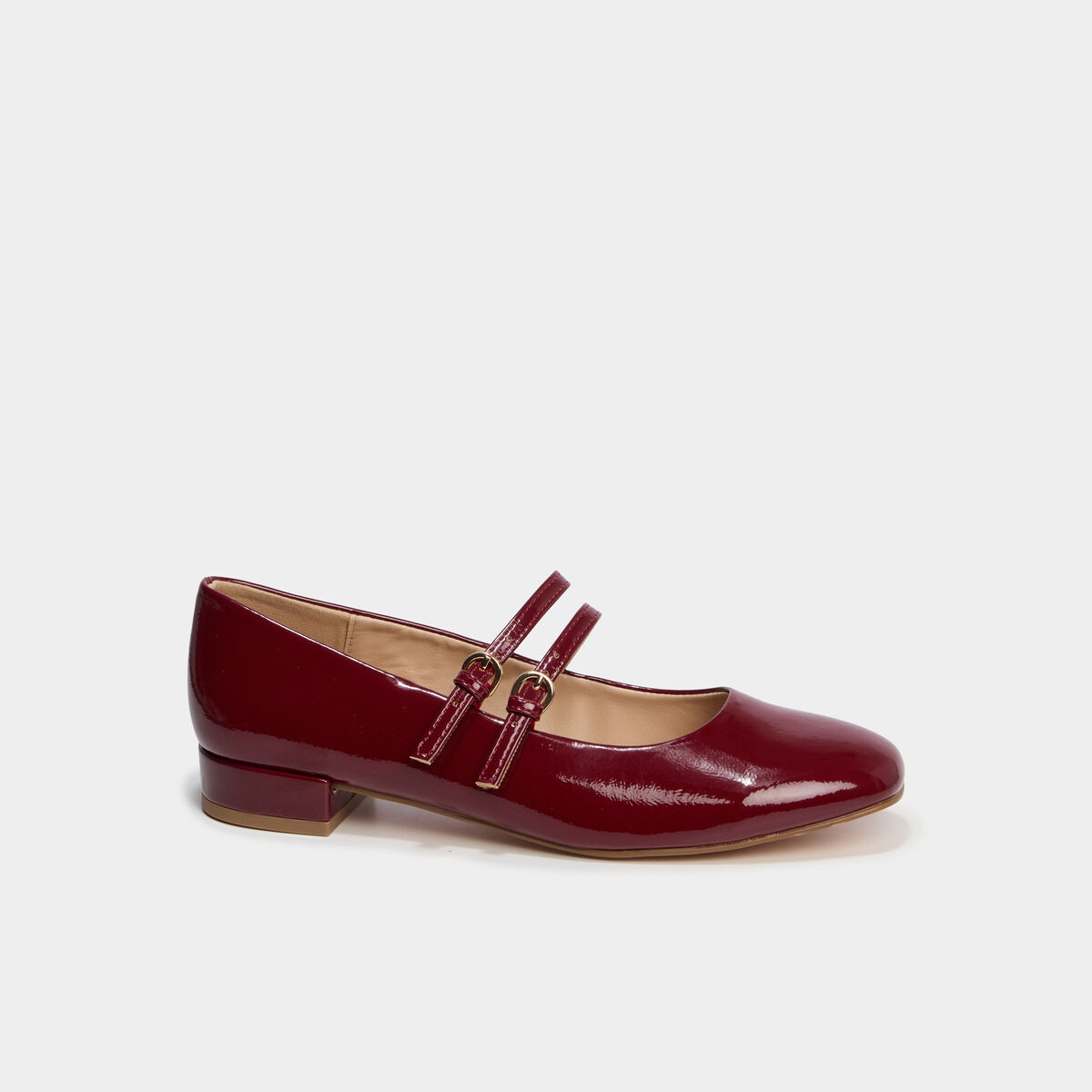 Ballerines bout carr&eacute; brides ajustables bordeaux femme