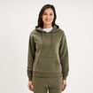 Sweat hoodie 1 poche &agrave; capuche vert kaki femme