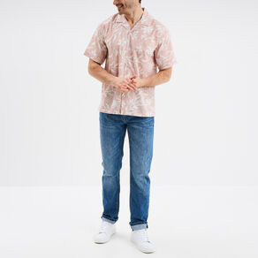 Chemise en coton manches courtes vieux rose homme