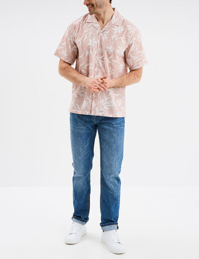 Chemise en coton manches courtes vieux rose homme
