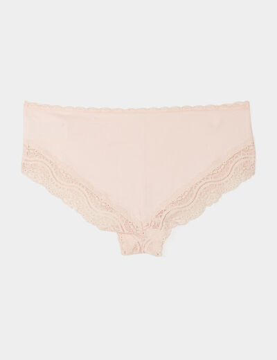 Lot 3 shortys en coton avec dentelle rose clair femme