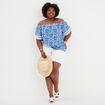 Blouse col bardot manches à dentelle ecru femme grande taille