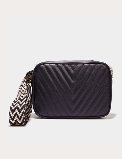 Sac bandouli&egrave;re matelass&eacute; noir femme