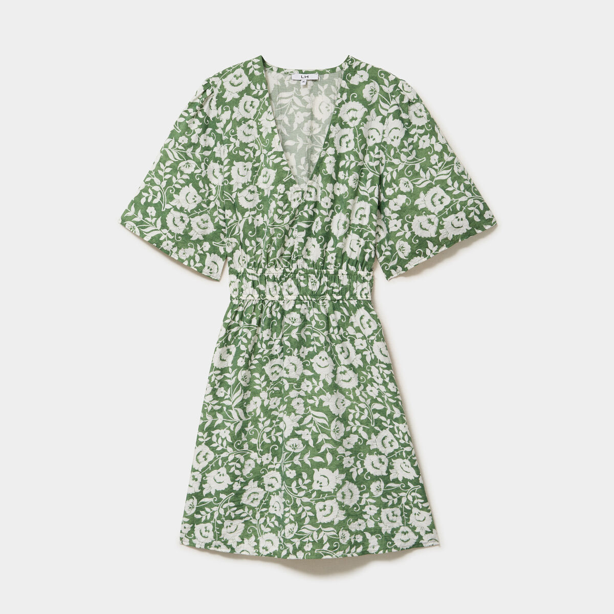 Robe courte taille &eacute;lastiqu&eacute;e vert kaki femme
