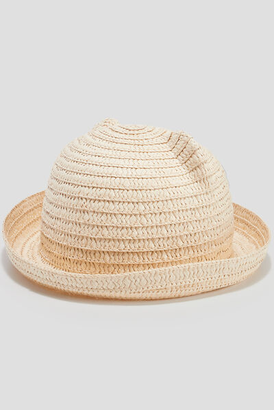 Chapeau tressé fantaisie beige bébé fille