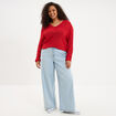 Pull ajust&eacute; manches longues rouge femme grande taille