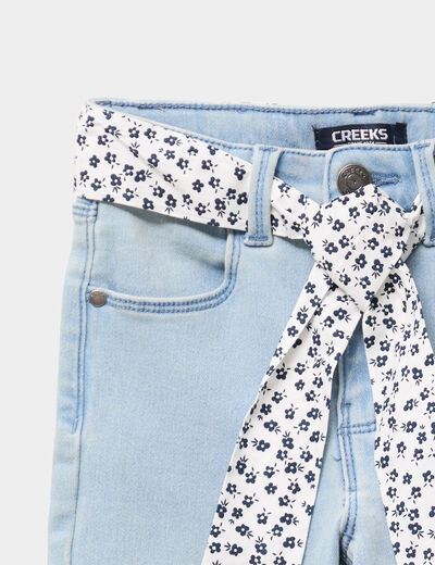 Jean skinny ceinture foulard denim triple stone fille