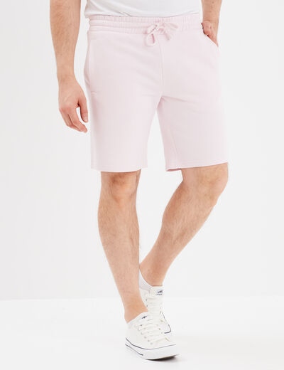Short jogging molletonné droit rose clair homme