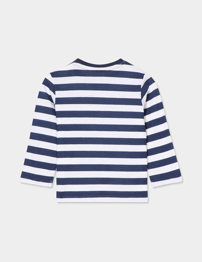 T-shirt col rond manches longues coton bleu marine bébé garçon