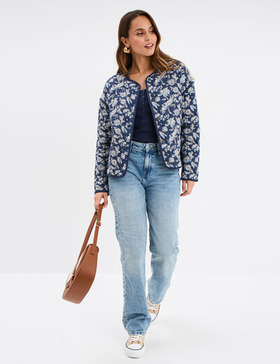 Veste matelassée réversible bleu marine femme