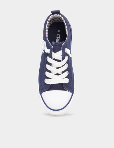 Tennis basses toile lacets bout renforc&eacute; bleu marine gar&ccedil;on