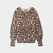 Pull col rond en fausse fourrure beige femme