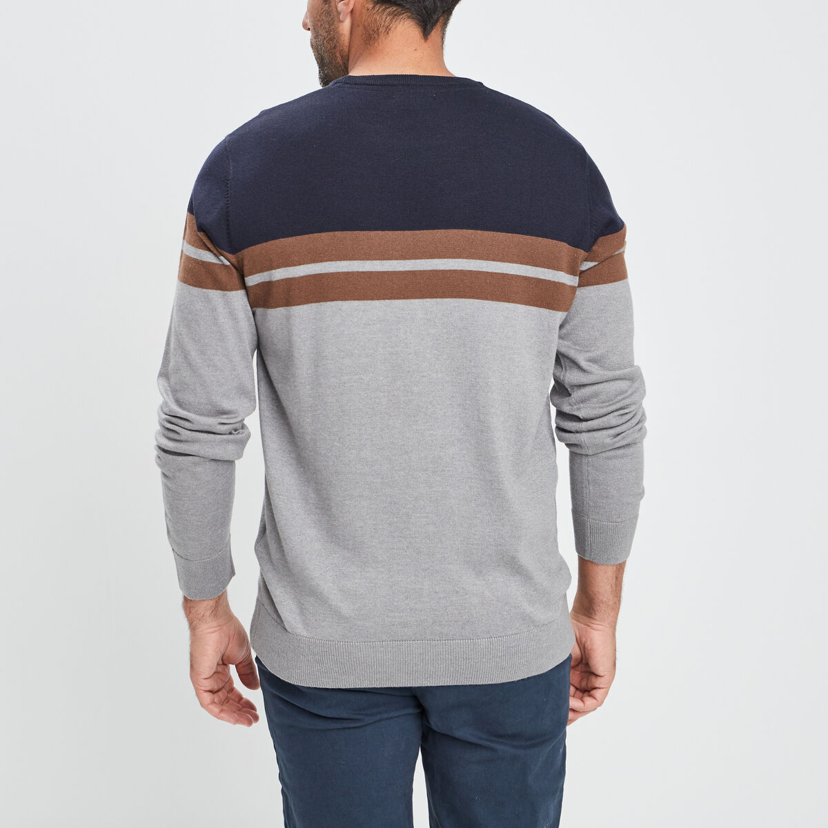 Pull manches longues gris homme