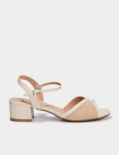 Sandales &agrave; talons 5 cm blanc femme