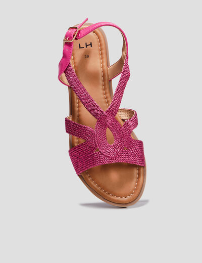 Sandales à brides crochet rose fushia femme