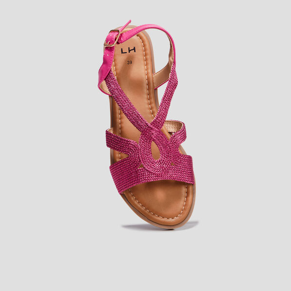Sandales à brides crochet rose fushia femme