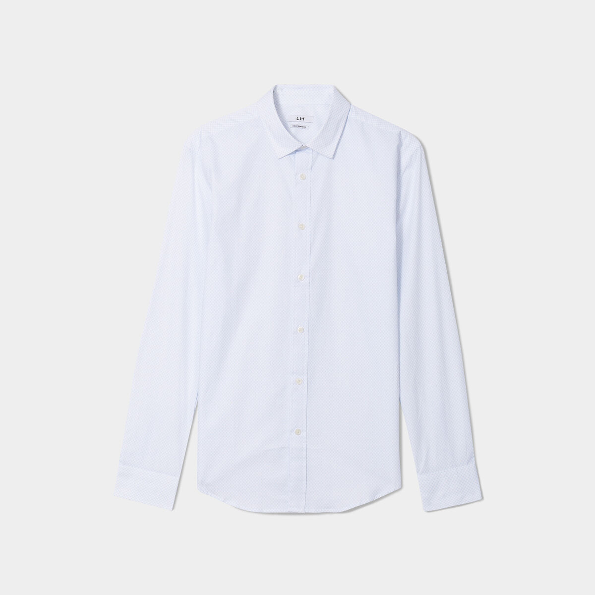Chemise droite imprimée manches longues blanc homme