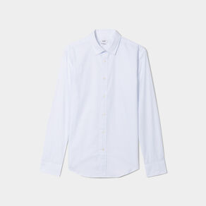 Chemise droite imprimée manches longues blanc homme