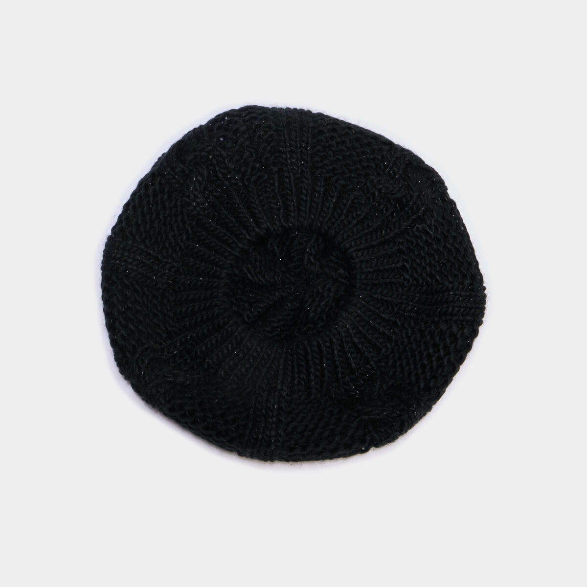 B&eacute;ret tricot&eacute; avec torsades noir femme