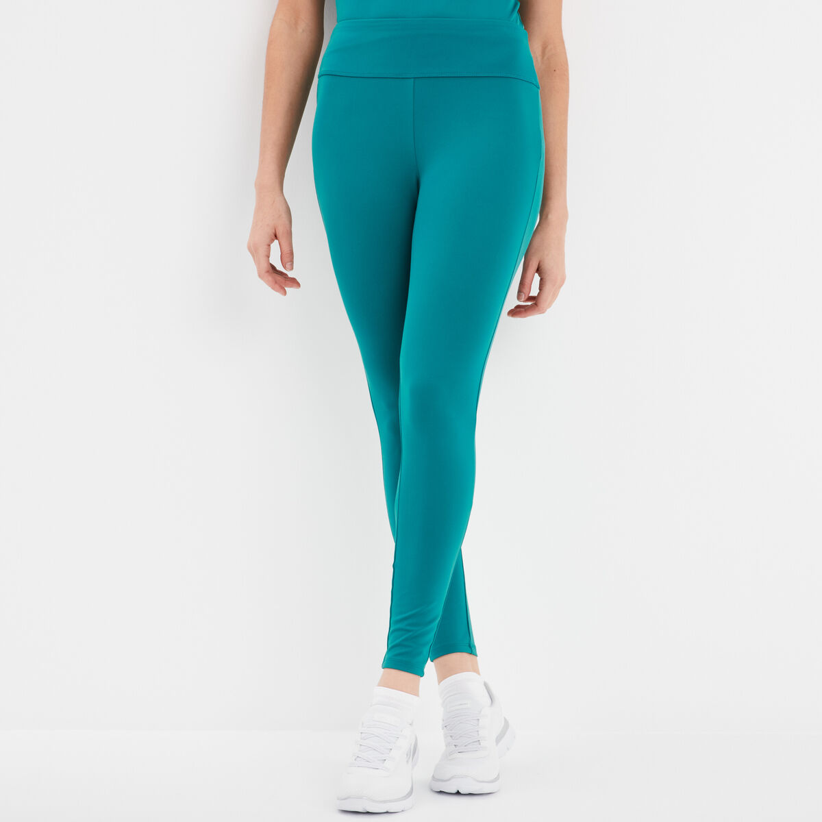 Legging taille élastiquée vert émeraude femme