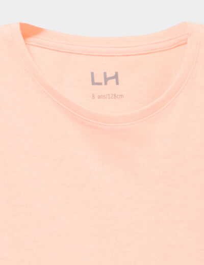 T-shirt col rond manches courtes orange fluo fille