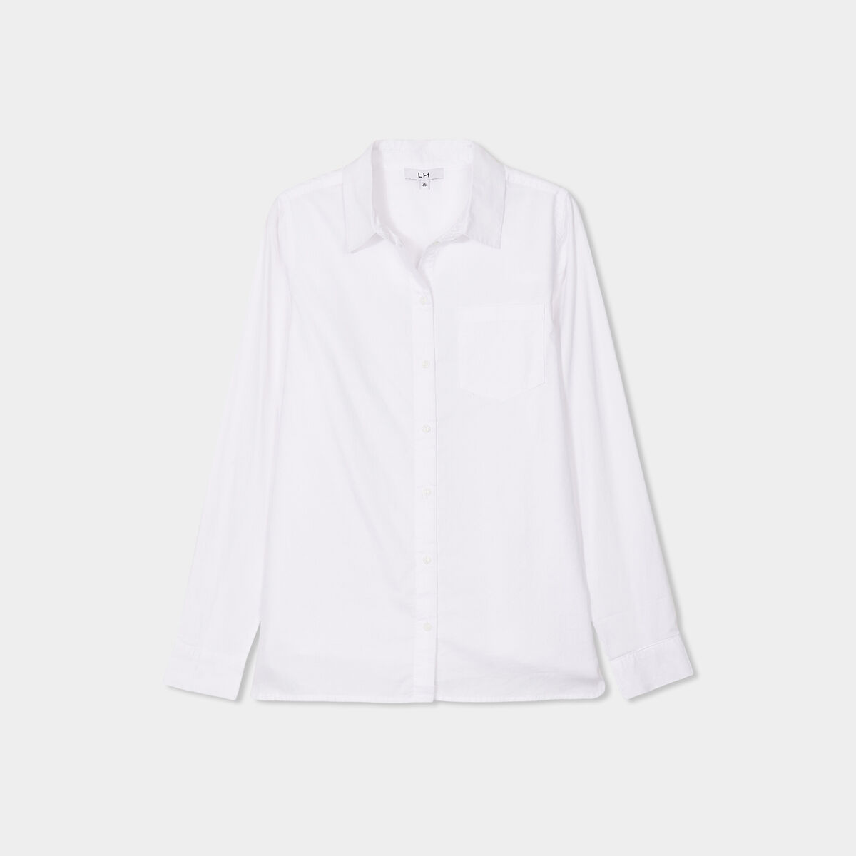 Chemise manches longues 1 poche coton blanc femme