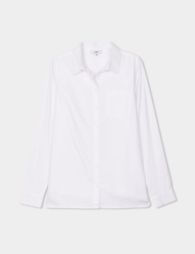 Chemise manches longues 1 poche coton blanc femme